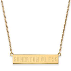 SS 14k Yellow Gold Plated NHL Edmonton Oilers SM Bar Necklace, 18 Inch